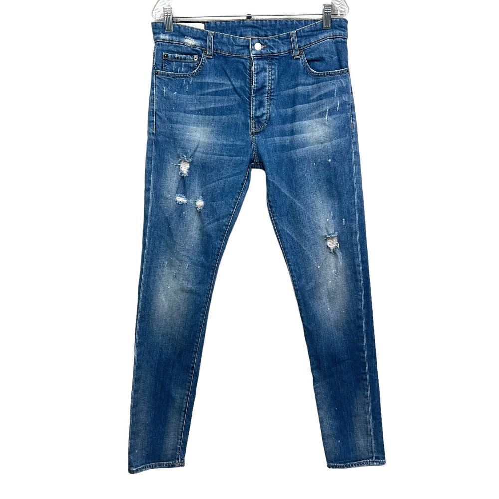 Inimigo Men Jeans Slim Stretch Distressed 5 Pocket Button Fly Blue EUR 50/ US32*